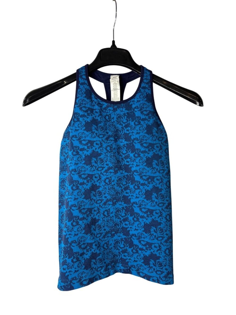 Fabletics Womens Brynn Seamless Racerback Tank Top S Blue Navy Abstract Floral